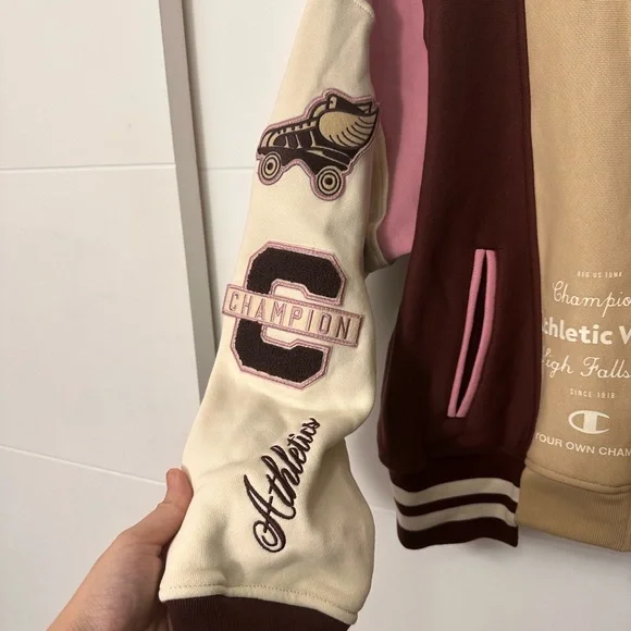 Champion Women's Multicolor Varsity Zip-Up Jacket Size L - Picture 4 of 9